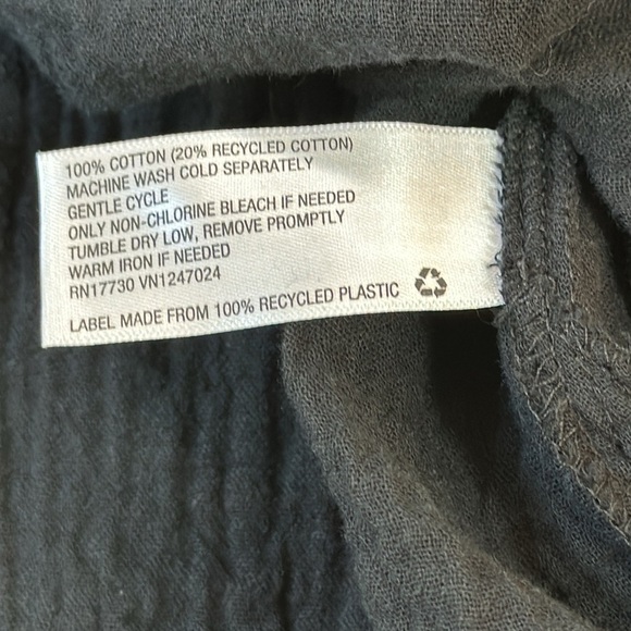 Black gauzy cotton long sleeve dress SZ M - Picture 10 of 10